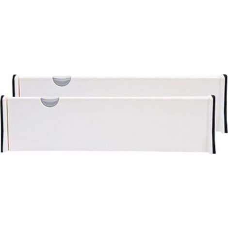 Bardusch-2 pièces séparateurs de tiroir organisateurs de tiroir extensibles pour bureau, cuisine, tiroir, salle de bain, chambre et commode stockage，Blanc (1/4)