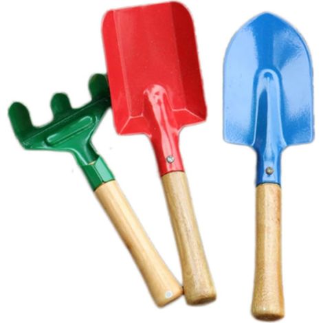 Rake - Mini Râteau Métallique Jardin - Poignée Bois - Pour Semis Bonsaï Plantes en Pot - Lot de 3 (1/5)