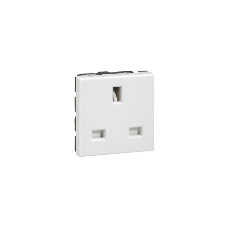 Prise de courant 2P+T 13A standard britannique Mosaic 2 modules blanc LEGRAND 077505