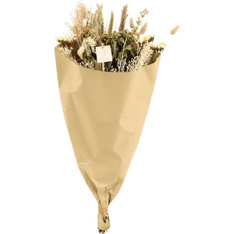 Bouquet de Fleurs Séchées Style Champêtre Naturel Déco Salon Bureau Beige et Blanc Ø25cm H60cm - PANGIVO (1/4)