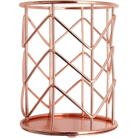 Porte-crayons élégant, support de rangement pour bureau, table d'étude, cadeau scolaire, organiseur de bureau pour femme, porte-pinceaux de maquillage, accessoires de bureau (or rose, cuivre) (1/5)
