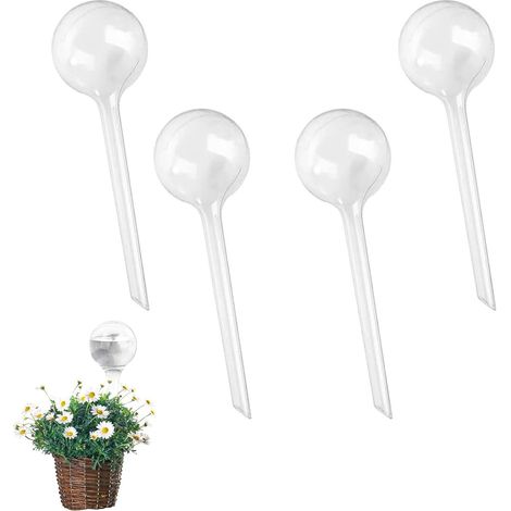 Lot de 4 Globe d'arrosage Automatique Boules d'Irrigation pour Plante Transparent Distributeur Eau Plantes pour l'Intérieur l'Extérieur