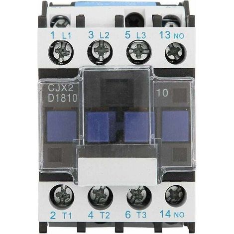 Contacteur AC CJX2-1810 Contacteur Électrique Industriel à 3 Pôles Bobine de Contacteur à Montage sur Rail CA 24/36/48/110/380V(380V AC) (1/4)