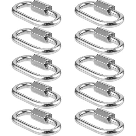Kleine Karabiner, 10 Stück, 304 Edelstahl, robuster Karabiner, M3,5, Schnellverschlusskette, Schraubklemmen, für Camping, Wandern, Schaukel, Hängematte.
