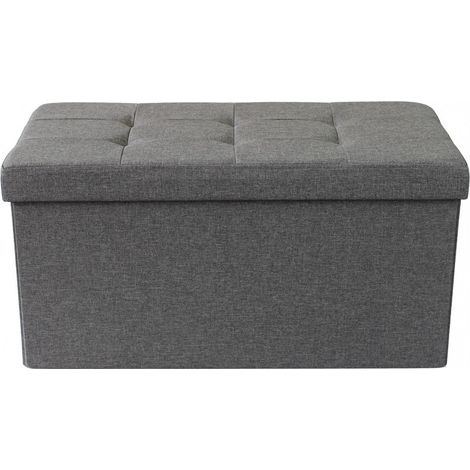 Pouf Contenitore Rettangolare In Stoffa Grigio Scuro (1/4)