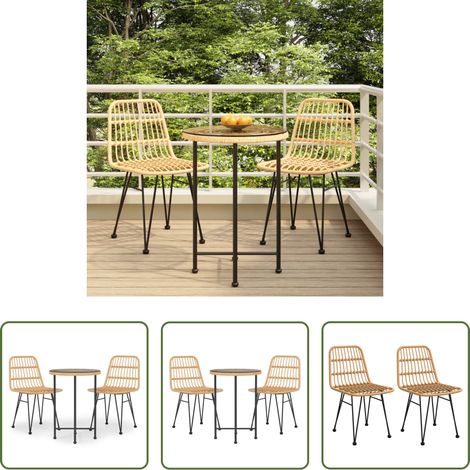 Salle à manger jardin -  Ensemble à manger de jardin 3 pcs Résine tressée (1/5)