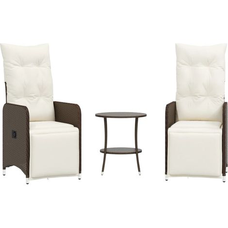 Maison Exclusive - Outdoor-Lehnstühle 2 Stk. mit Tisch Braun Poly