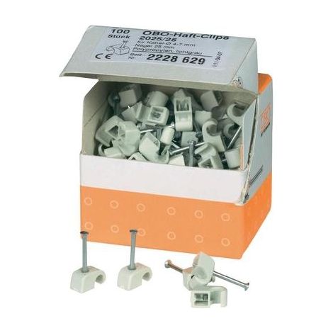 OBO Bettermann Clip adhesivo 4-7mm, L25 Polipropileno gris claro RAL 7035, 2228629