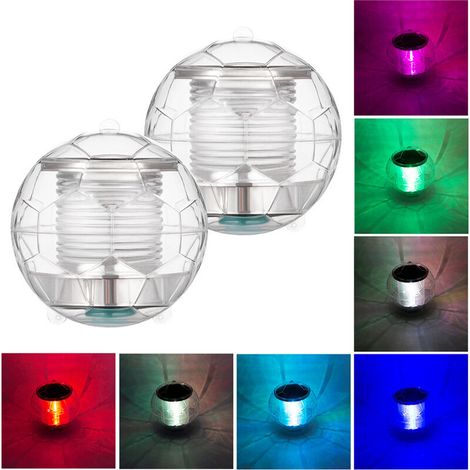 Lampes solaires flottantes étanches pour piscine, bassin, fontaine, garden-party, décoration intérieure, lot de 2 (forme de ballon de football) avec changement de couleur-AquaForge (1/5)