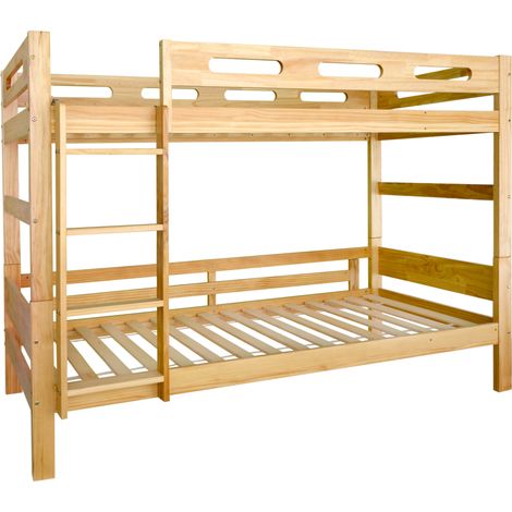 Litera infantil y juvenil 90x200 cm de pino y MDF natural, convertible en 2 camas (1/5)