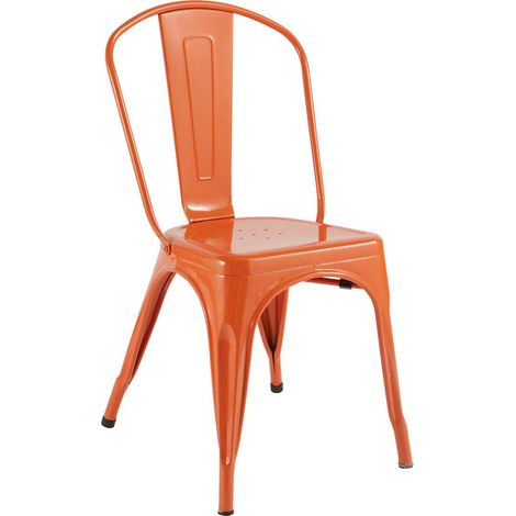 Atmosphera – Lot de 4 chaises en métal empilables – Acier teinté vintage – Dimensions 45x48x85cm – Hauteur d'assise 44cm – Pour intérieur (1/6)