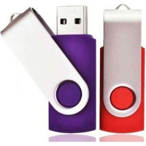 [NEVER USED] Set of 2 (32GB, Red/Purple) 32GB USB 2.0 Flash Drives, Swivel USB Flash Drives with Lanyards - Great Gift for Children, Parents and Friends