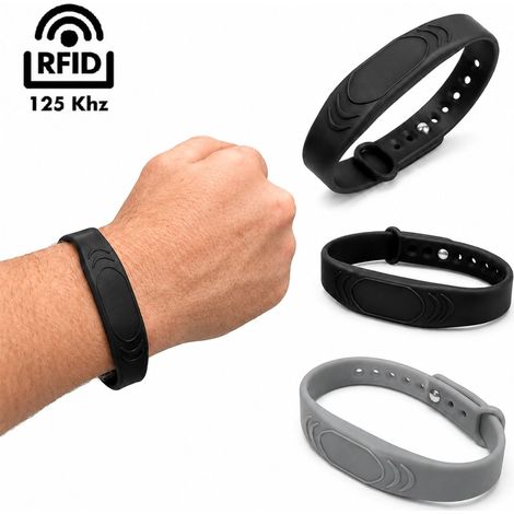 Bracciale RFID 125 kHz Regolabile in Silicone per Controllo Accessi e Allarmi  Grigio