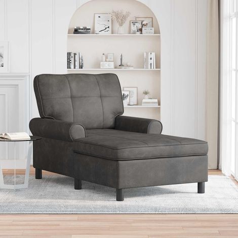 vidaXL Chaise Lounge with Cushion Black 91 x 157 x 91 cm Faux Leather