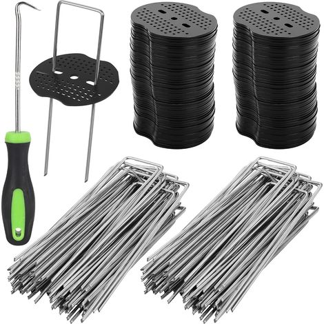 50 Piquets De Jardin, Acier Galvanisé, Rondelles PVC, Crochet, Pour Pelouse Et Tuyaux (1/5)