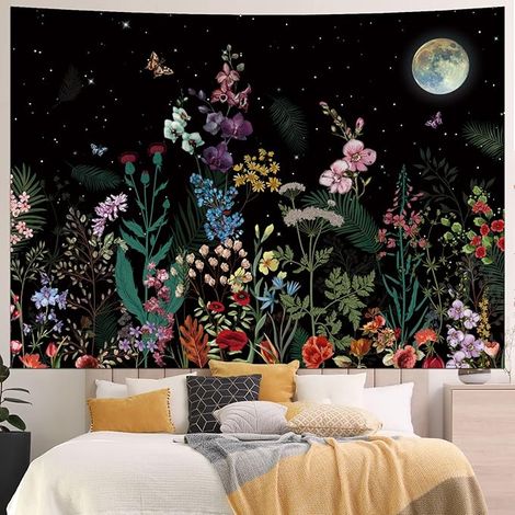 BEBUSINGOTO Tapisserie de plantes à fleurs pour tenture murale de chambre à coucher (1/5)