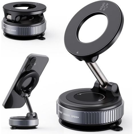 360° magnetische Handyhalterung, faltbar und verstellbar, kompatibel mit allen MagSafe-Handys. Universelle, drehbare Autohalterung, hochglanzpoliert, glatte Oberfläche. (1/4)