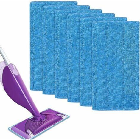 6 Pcs Replacement Reusable Swiffer WetJet Mist Microfiber Mop Pads for Floor Cleaning (Blue 6 Pcs) (1/5)