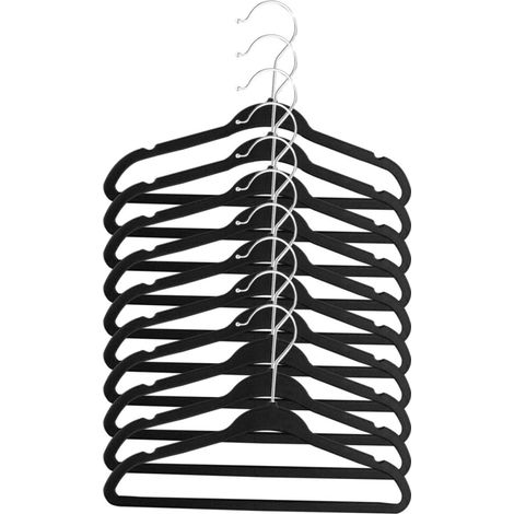 Antidérapants Pivotant pour Vêtements Lot de 10 en Plastique et Métal Noir, pour Rangement Placard et Séchage D'garçon et Filles (1/5)