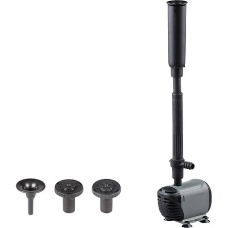 Verstellbare Gartenbrunnenpumpe, 600 l/h, schwarze Kunststoff-Tauchbrunnenpumpe mit Durchflusskontrolle und 3 Düsen für die Fischteich-Landschaftsgestaltung, integrierter Filter (EQB-600P) (1/5)