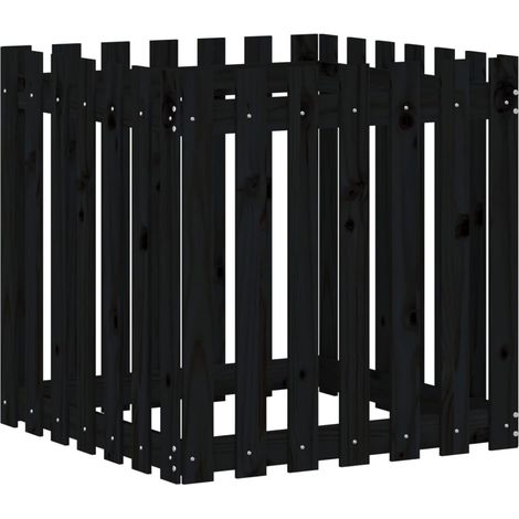 Maison Exclusive - Jardinière avec design de clôture noir 70x70x70 cm pin massif