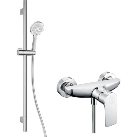 kielle Vega - Set de douche avec mitigeur, colonne, flexible et pommeau de douche EcoSpare, chrome 20618SN20