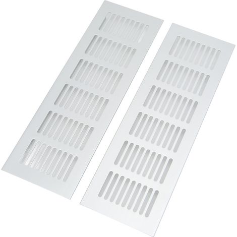 Griglia rettangolare in alluminio da 80x250 mm, adatta per la ventilazione di armadi e camper.