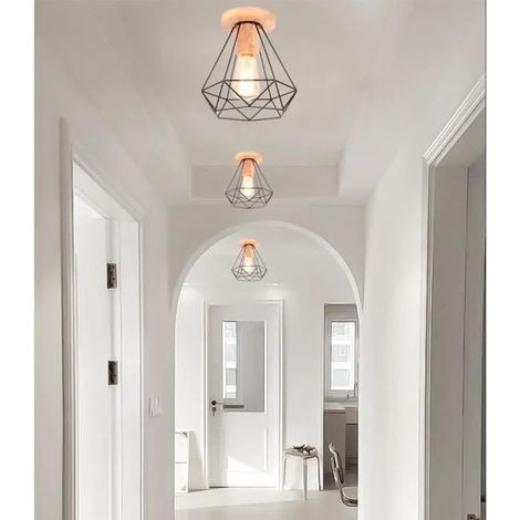 U-do Lot de 3 Plafonnier Industriel Couloir,E27 Lampe Plafonnier Retro en Métal designe Simple Deco Style Edison pour Salon Chambre (1/4)