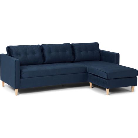 Marino Sofa BA2, Chaiselongue rechts oder links gewendet in Velour blau. (1/5)