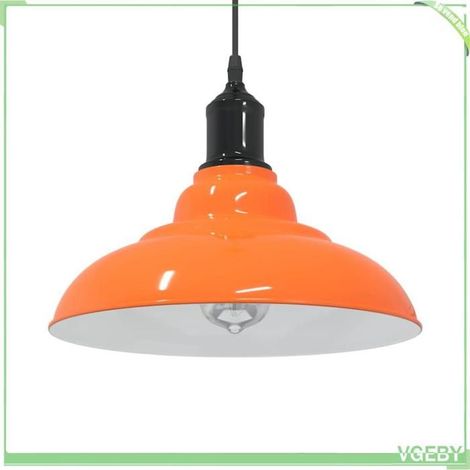 4103440 Lampe suspendue réglable hauteur E27 orange brillant métal (1/5)
