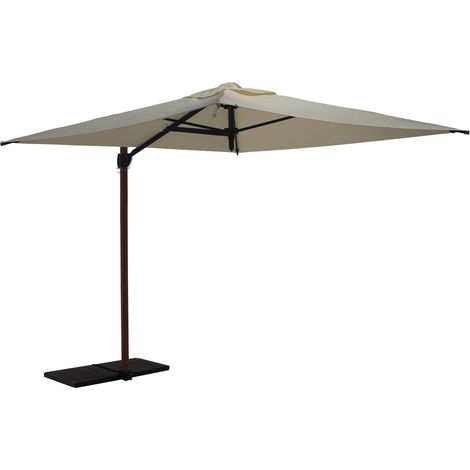 Ombrellone da Giardino Decentrato 2,5x2,5m Palo in Alluminio Effetto Legno Tessuto Poliestere Trend Wood Ecru (1/5)