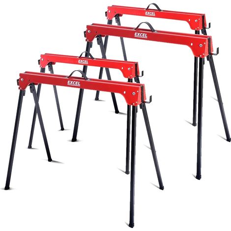 2 x Excel Twin Pack 5157 Compact Folding Steel Saw Horse Heavy Duty up to 500kg