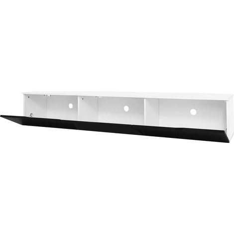 Mobile TV con 3 Ante e LED 16 Colori, Montaggio a Parete o da Terra, Design Moderno, 180×35×30 cm, MDF, Nero e Bianco (1/5)