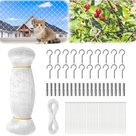 Filet Chat Balcon, 10x3m Filet de Protection pour Oiseaux, Filet de Protection Chat, Filet Balcon Chat Transparent, Protection Fenetre Chat Sans Percer, Filet Anti Pigeon, pour Terrasses, Fenêtres (1/5)