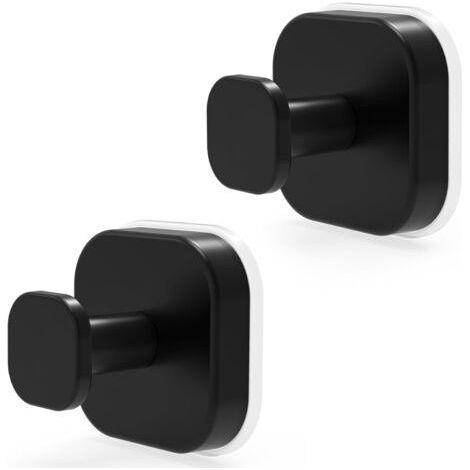 2 Pieces Powerful Suction Hooks – No-Drill Hook, Waterproof Stainless Steel Wall Hook, Wall-Mounted Towel Holder for Kitchen & Bathroom, Ideal for Windows and Smooth Surfaces, Black (1/5)