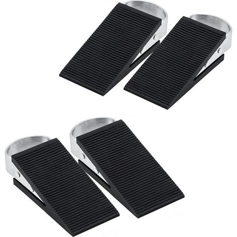 Keil Türstopper schwarz 12 cm x 3 cm - 4er Set - Türpuffer mit rutschfester Unterseite und Aufhängung - Türkeil Türhalter Stopper Puffer Feststeller Halter für Türen
