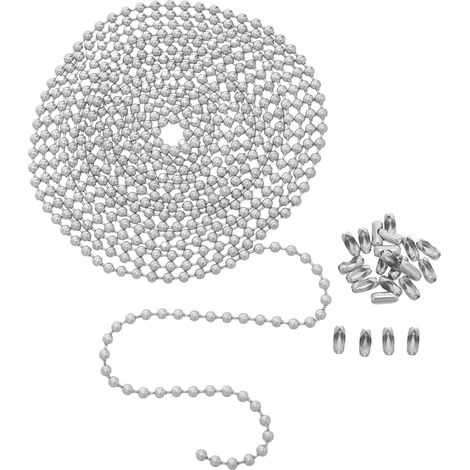 2 Pièces Chaînette D'extension pour Ventilateur de Plafond avec Métal Argenté, Longueur Réglable 118 Pouces, pour Luminaires et Rideaux, Usage la Cuisine et Salle de Bain (1/5)