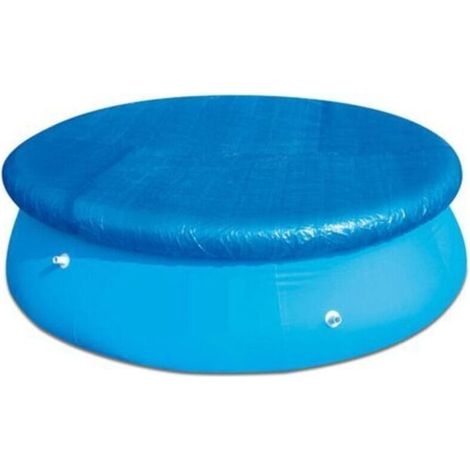(Bleu - 183 cm) Bâche de piscine ronde imperméable avec attaches en corde, anti-poussière, facile à installer pour piscines gonflables