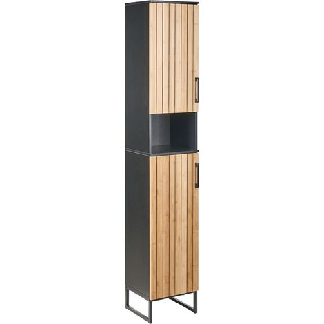 Badezimmerschrank MISCANTI Bambusholz 30 cm Hellbraun