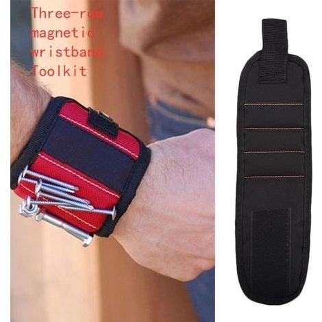 LESHP Magnetic Bracelet - Portable Tool for Electricians - Black - For Screws, Nails and Drill Bits (1/4)