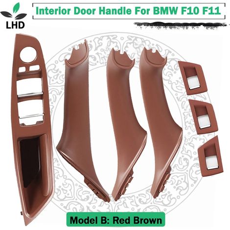 Poignée de porte intérieure en fibre de carbone pour BMW Série 5 F10 F11 520d 525d 530d 535i (conduite à gauche) - Cache de garniture de panneau intérieur (1/5)