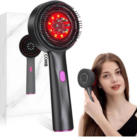 Shiatsu-Massagebürste, elektrische Kopfhautmassagebürste, elektrisches Kopfmassagegerät mit Rotlicht, IPX7 wasserdicht, für Kopfhautpflege und Muskelentspannung (1/5)