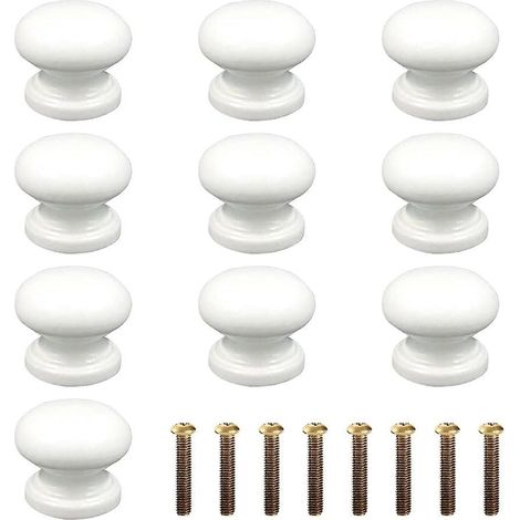 10 Pices Bouton De Meuble Poigne Bouton En Bois Naturel Ronde Champignon Boutons De Tiroir Bouton De Porte Poignes De Meuble Avec Vis Pour Placa (1/4)