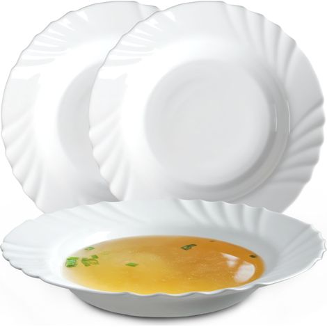 Tiefer Teller aus gehärtetem Glas, 3er Set, 23 cm, weiß