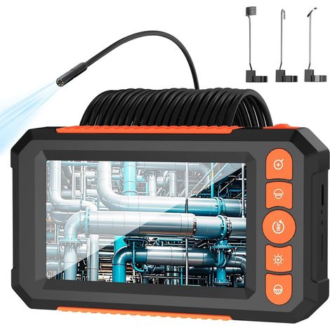 Telecamera endoscopica con illuminazione, telecamera endoscopica per ispezione HD 1092, dotata di schermo LCD da 4,3 pollici e 8 luci LED, cavo semirigido da 5 metri, endoscopio per fognature impermea (1/5)