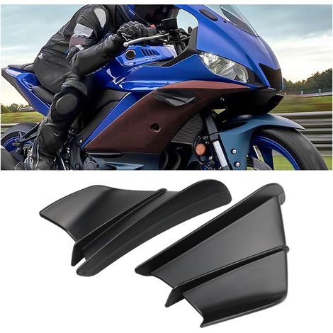 2Pcs Winglet Aérodynamique pour Motos, Moto Déflecteurs Adhésifs d'air Latéraux Carénage Avant Ailes, Universel ABS Spoiler Aileron de Moto pour Plupart des Scooters Moto électriques(Noir) (1/5)