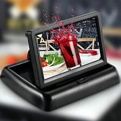 Telecamera per auto per bambini, schermo diviso HD da 6,86" con doppia telecamera posteriore 1080P, visione notturna a infrarossi e rotazione a 360°, monitor per bambini rivolto all'indietro (1/5)