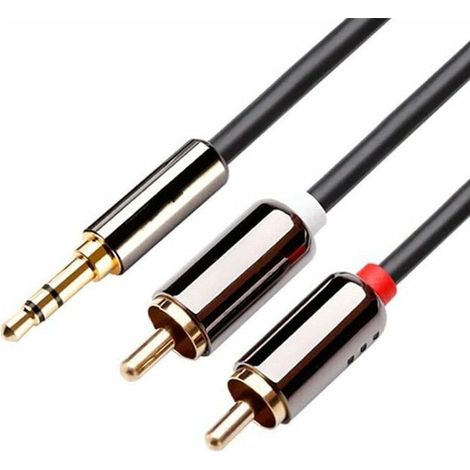 Câble Audio RCA vers Jack 3.5mm HiFi 2m, Câble Stéréo pour Smartphone, Tablette, Home Cinéma, Enceintes, TV et Chaîne Hi-Fi (1/5)