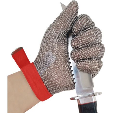 Guantes resistentes a los cortes - Ambidiestros, aptos para uso alimentario, de acero inoxidable, con malla metálica, nivel de seguridad 5, guantes de trabajo de seguridad para cortar carne.