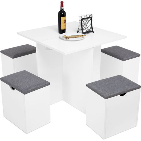 Table à Manger avec Tabouret, Ensemble avec Banc de Rangement，blanc，Mondeer (1/5)